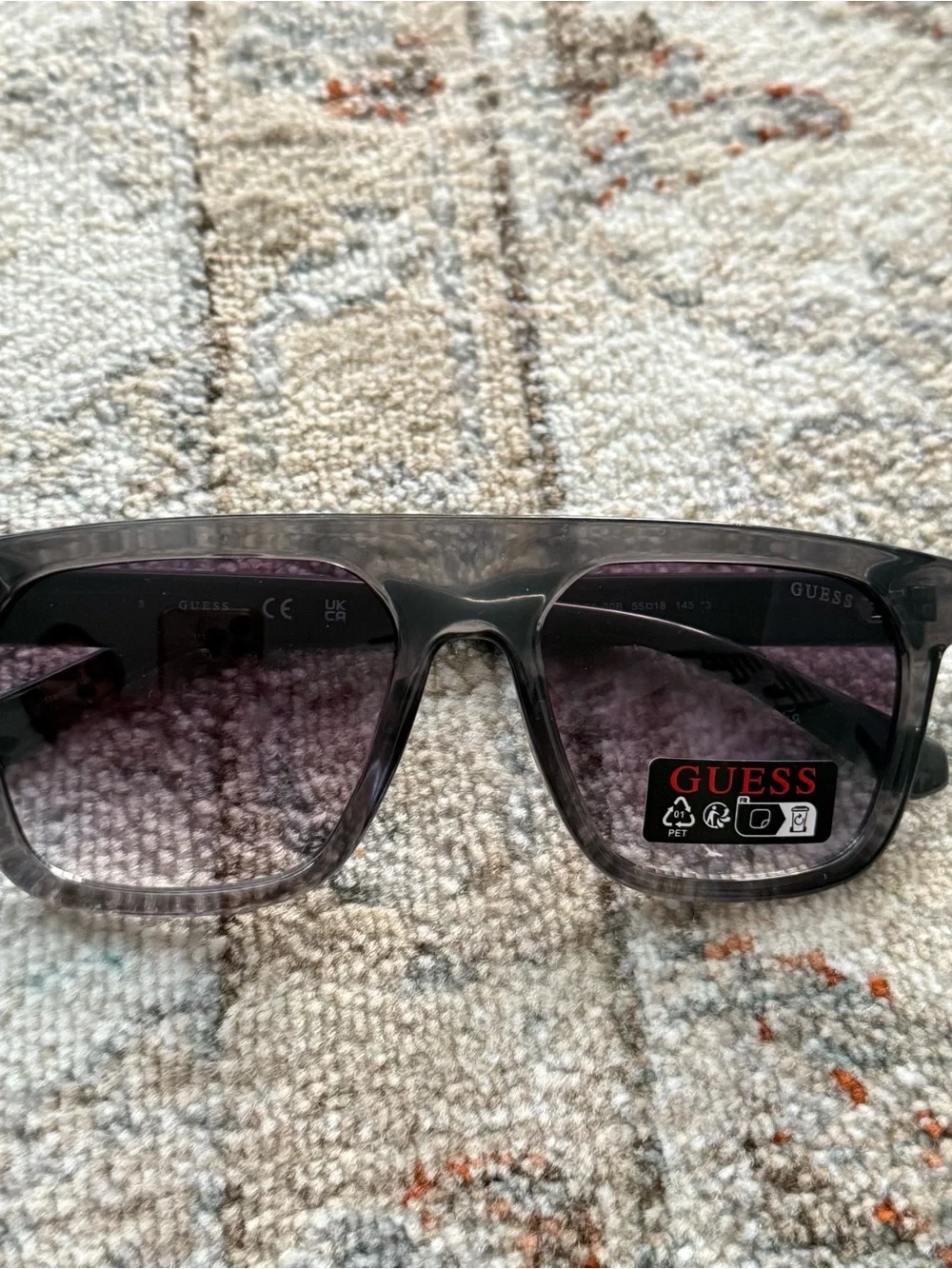 Guess Men’s Sunglasses — Black Frame with Purple Gradient Lenses